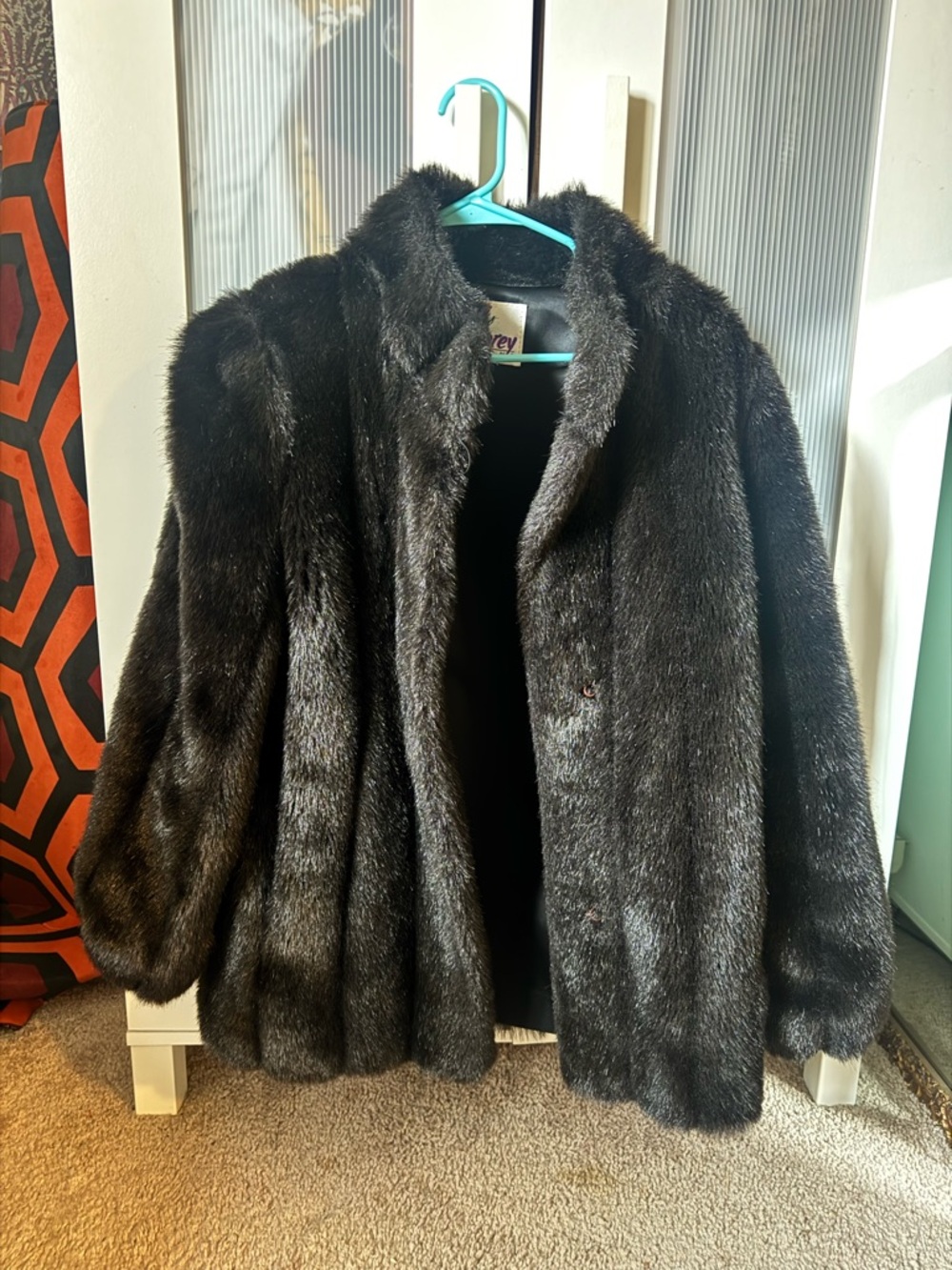 Vintage Monterey Fashions Black Faux Fur Coat